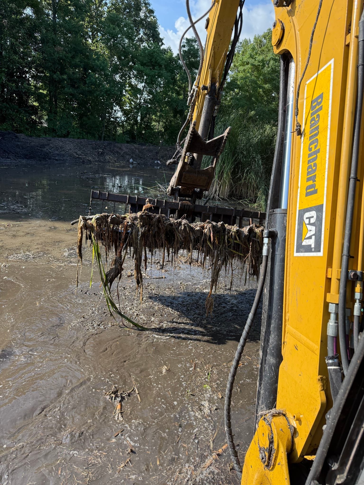 Pond dredging operation