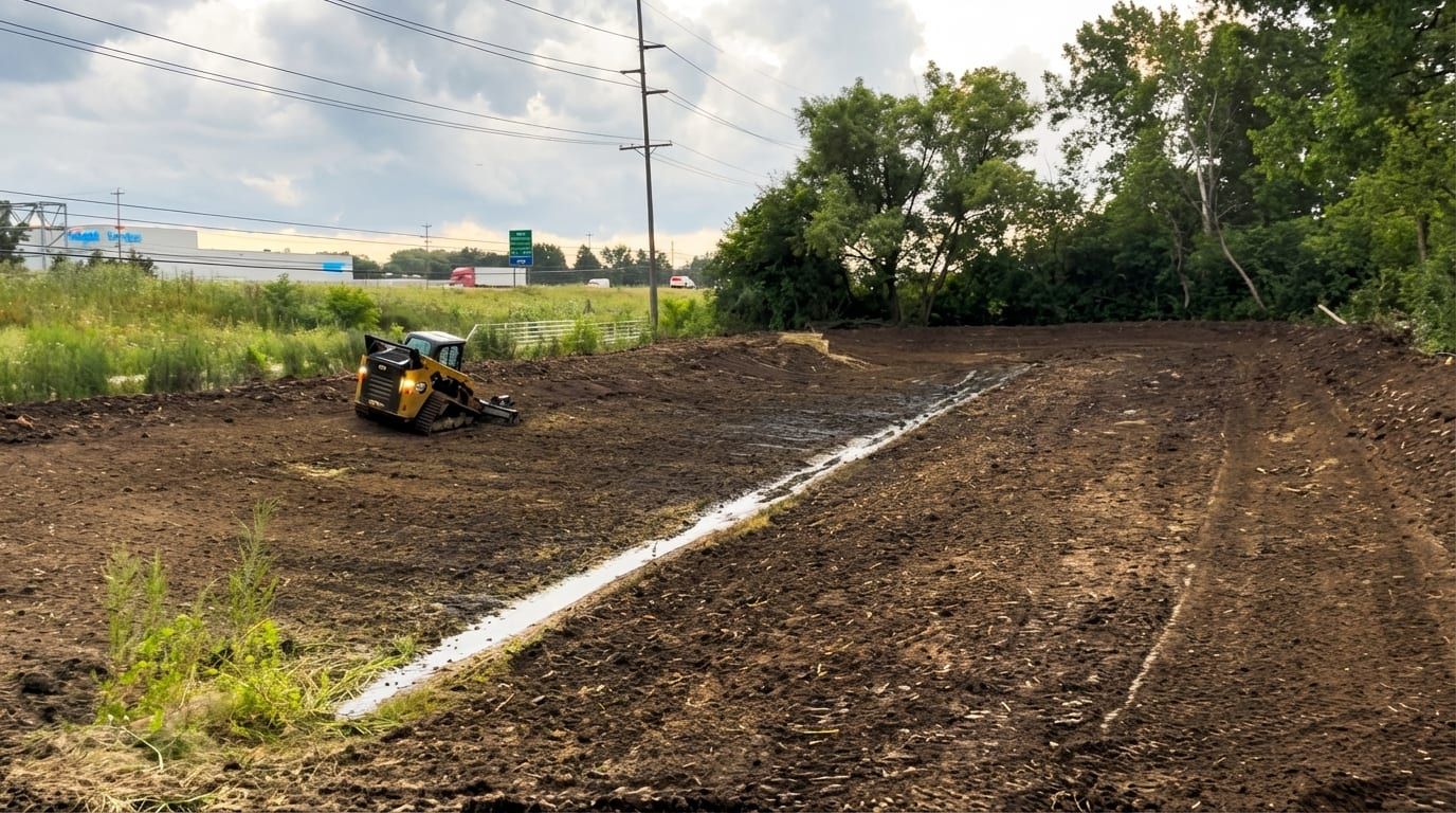 Stormwater drainage repair with skid steer and excavator